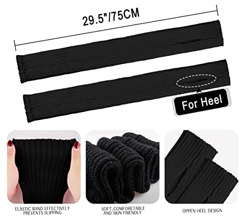 Women Long Knitted Stirrup Leg Warmers Over Knee High Neon Ribbed Leg Warmers for 80s Party Dance Sports4