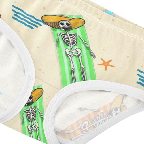 Girls Underwear Toddler 2t Cotton Girl Panties Cute Stylish Briefs Undies Kids Whimsical Skeletons Beach Sun4