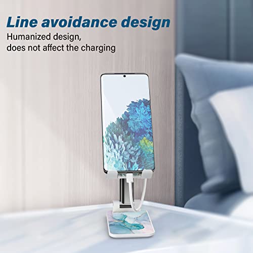 Image of Foldable Phone Stand for Desk?Angle of View Adjustable Cell Phone Stand?Phone Holder for Desk /ipad Stand ?Suitable for iphone, Samsung and Other Smart Phones Desk Accessories Phone Holder?Green Marble