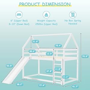   Bunk-Bed-Twin-Over-Twin-Solid-Wood-Low-Bunk-Bed-with-Ladder-and-Safety-Guardrail-Floor-Bunk-Bed-Frame-for-Kids-Teens-Girls-Boys-Room-Apartment-Dormitory-No-Box-Spring-Needed