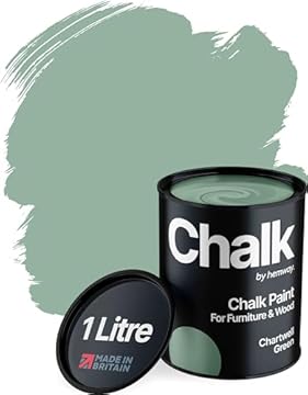 Hemway Chalk Paint Chartwell Green Furniture Paint 1L, Matt Finish Shabby Chic, Chalk Furniture & Walls, Quick Dry & 1 Coat