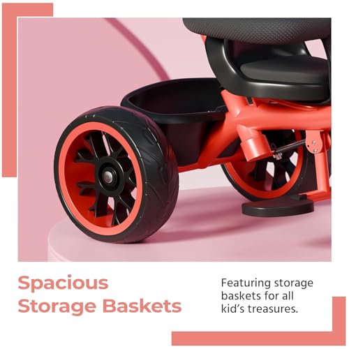 Image of Lifelong Kids Harness Parental Control Tricycle with EVA Wheels, Bell & Storage Basket|Baby Trike|Age Group 1 Years to 4 Years Carrying Capacity Upto 25 kgs(Red /Black)