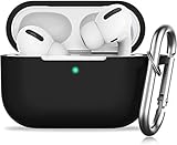 GMUDA for AirPods Pro(2nd Generation/1st Generation)，Protective Silicone Cover with Keychain,Compatible with Apple AirPods Pro 2, Front LED Visible (Black)