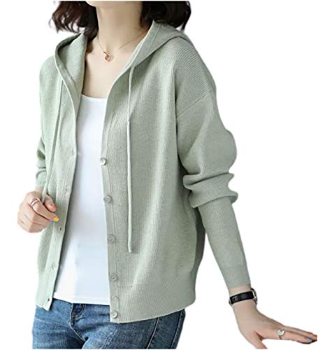 [エムエルーセ] 薄手 フード付き セーター ゆったり トップス 襟付き 