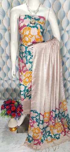 Image of Bhagalpuri Women unstitched Katan Slub Madhubani Screen Print suit Women Unstitched Salwar Suit Dress Material For women & Girls RF174