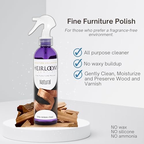 Heirloom Essentials Wood Furniture Cleaner & Natural Furniture Polish Spray w/ Towel - Multipurpose Spotless Glass Cleaner Spray for Window, Bathroom, Floor, Wood Table & Kitchen Cabinet (Bundle of 3)