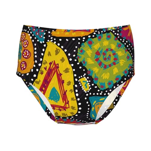 Hand Drawn Motley Tribal Style Girls' Underwear Soft Cotton Little Girls Panties Comfort Briefs