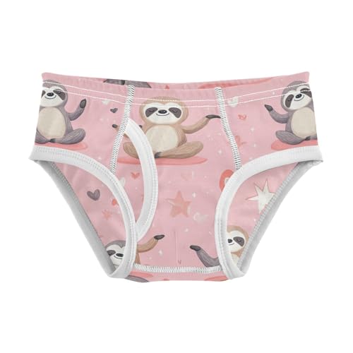 Wusikd Cute Sloths Doing Yoga Pink Heart Boys' Underwear Cotton Boys Briefs Soft Toddler Underwear 2T