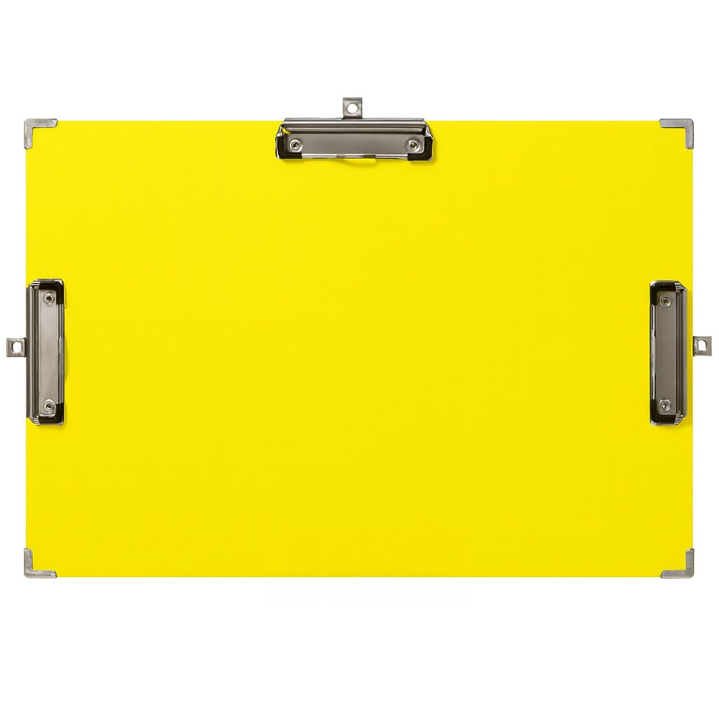 11x17 Clipboard, Three Clip Wood Board, Extra Large Clip Board Horizontal Wooden Writing Board, Not Fragile Art Drawing Clip Boards, Drawing Board with Clips (Yellow, 11x17)