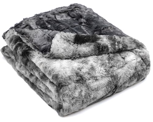 WOLF CREEK BLANKET Doublesoft - Oversized Faux Fur Throw Blanket, 60"x80" Gray Soft Fuzzy Fluffy Cozy Plush Furry Comfy Warm Home Decor for Couch Bed Chair & Bedroom