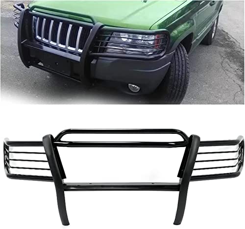 Hecasa Front Bumper Brush Guard Compatible With 1999-2004 Jeep Grand Cherokee Powder Coated Steel Grille Guard #TOP13