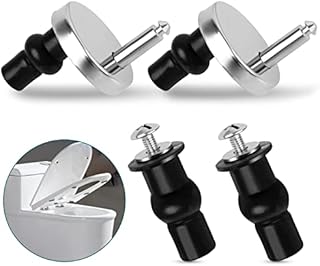 Toilet Seat Fittings, 2 Pack Toilet Seat Hinges with 2 Extra Screws, Stainless Steel Toilet Seat Screws with Expanding Rubber Screws, Stainless Steel Blinding Hole Fixing with 45mm Base