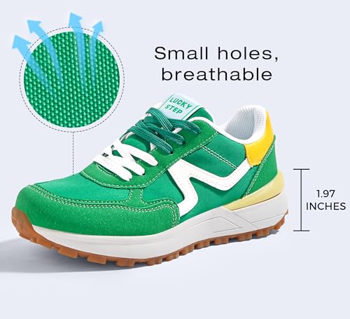 Image of LUCKY STEP Women's Retro Fashion Casual Sneakers Colorblock Platform Classic Trendy Trainning Anti-Slip Tennis Travel Walking Shoes