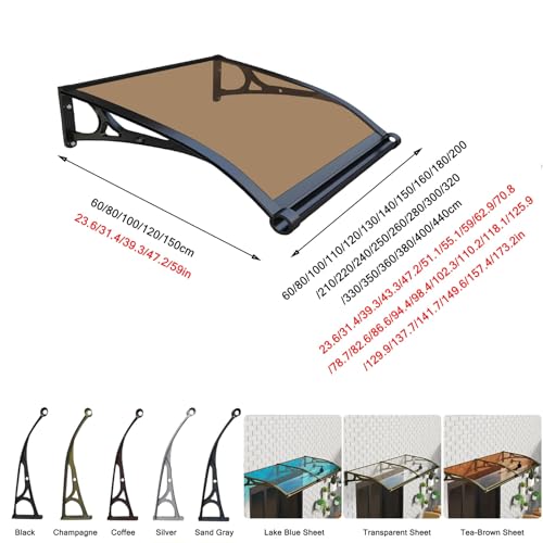 Marquise en polycarbonate durable 60x210 cm protection UV optimale