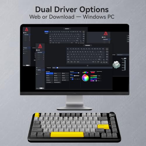 Image of AJAZZ AK820 HE Wired 75% Gaming Keyboard, Hall Effect Magnetic Switch with Rapid Trigger, 8KHz Polling Rate, Gasket Mount, PBT Keycaps, RGB Backlit, Metal Volume Knob for PC /Mac, Black
