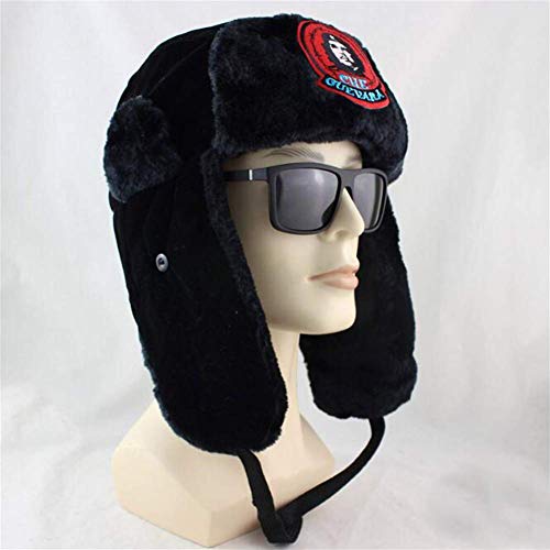 XYSQWZ Winter Bomber Trapper Hat Unisex Winter Ear Flap Trooper Hat Algodón Cálido Ushanka Russian Hunting Hat Sombrero De Esquí con Che Guevara 55-60cm