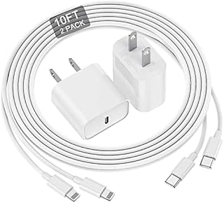 iPhone 14 13 12 11 Fast Charger, [MFi Certified] 10 FT Long USB C to Lightning Cable with 20W USB C Apple Rapid Charging Block, Adapter for iPhone 13 12 11 Pro/Mini/Pro Max/X/8/iPad, 2 Pack