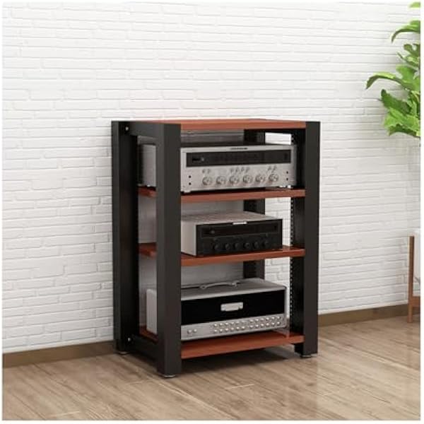 Regulowany stojak HIFI - nowoczesny 4-poziomowy stojak audio AV do odtwarzaczy CD i płyt - stylowe rozwiązanie do przechowywania do domowego studia i salonu - i oszczędność miejsca