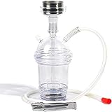 Portable Hookah Cup Set with LED Light and Shisha Accessories. Acrylic Material, Smoking Cup Hookah That Easy to Carry for Home, Cars and Parties (Gray)