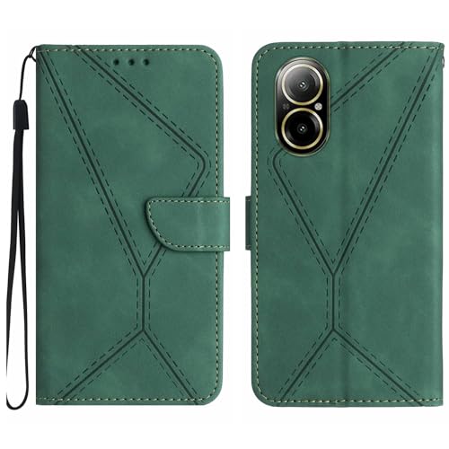 Rfvzubemok Compatible with Realme C67 4G Case,Compatible with Realme C67 4G Kickstand Flip Card Slot Magnetic Closure Phone Cover Green