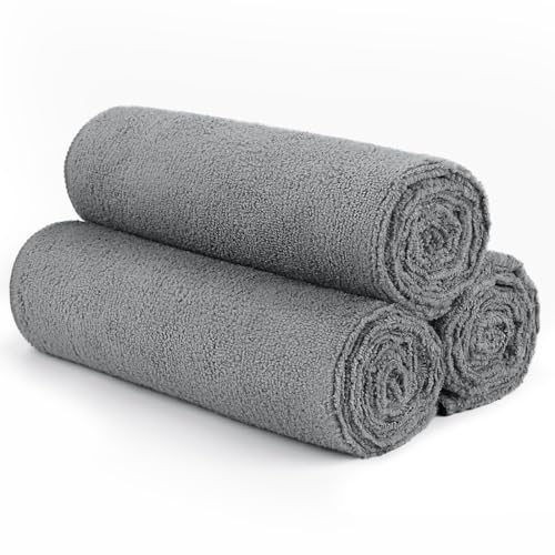 Orighty Gym Towels, Highly Absorbent Sweat Towels, Soft and Quick Drying Gym Towel for Daily Use, Multi-Purpose Towel for Sport, Salon, Spa, Hotel, 16 x 27 Inch, Grey, 3 Pack