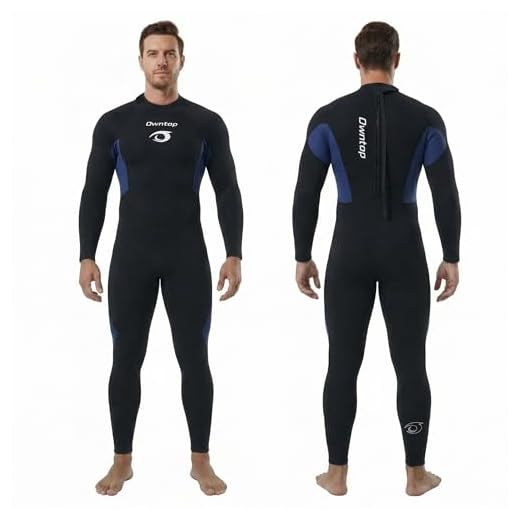 Owntop Herren Neoprenanzug 3/2mm - Vorderer Reißverschluss Voll Tauchanzüge, Stretch Pro Neopren-Nassanzug Thermische Volle Länge Tauchhaut zum Surfen Schnorcheln, Herren Blau XXL