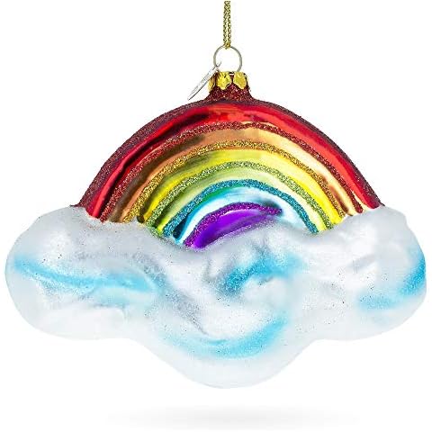 BESTPYSANKY Rainbow Over Clouds Glass Christmas Ornament Cover