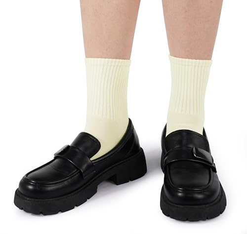 Image of BomKinta Women Casual Calf Socks - Cute Cotton Crew Socks - Soft Above Ankle Sock Gifts 6 Pairs Size 5-10