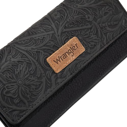 Image of Montana West X Wrangler Western Wallets for Women Trifold Wristlet Wallets Large Capacity Women Clutch Wallet with Coin Purse
