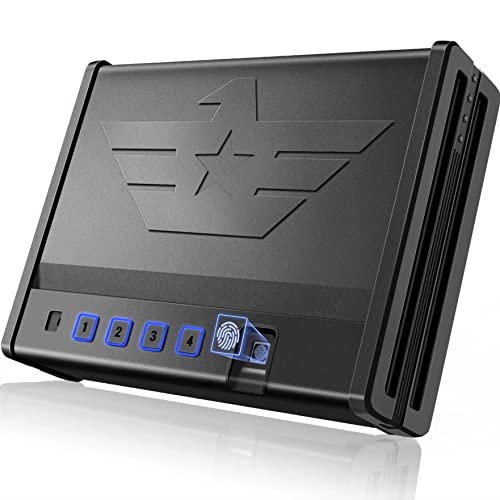 BONANO Biometric Gun Safe for 2 Pistols, Quick-Access, Mute Function and Emergency Port, Automatically Open LED Light, Handgun Safe for Cloakroom Nightstand and Car