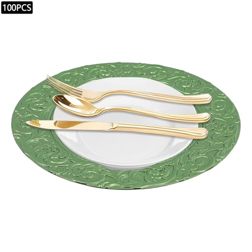 Set de 100 platos cargadores redondos de 13 in miniatura 5