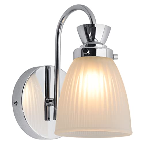 Modern 1 Light Bathroom Wall Light Chrome IP44 Frosted Glass Lamp Shade H3082 with G9 LED 5w Warm White