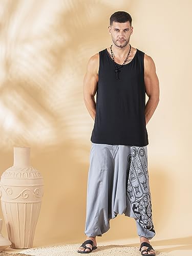 Image of The Veshti Company Printed Harem Pants for Men's Cotton Hippie Style Baggy Boho Yoga Pajama Pant with Pocket