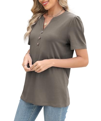 Womens Tops Summer 2025 Short Sleeve Casual Shirts Fashion Loose Fit Clothes3