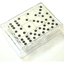 Marion & Co Set of 12 White Opaque dice in Acrylic Box - Black dots