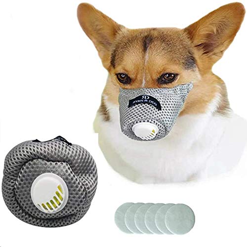 Linkinghome Dog Respirator Muzzle, Dog Protective Muzzle Adjustable Pet Mouth Muzzle Soft Breathable Cotton Dog Muzzle Anti Dust (L)