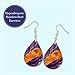 Purple Orange Earrings for Women Dangle Teardrop Gift for Mom Grandma Gameday Accessories Handmade from The Painted Pug Double Side Image (Lg Purple Orange Teardrop)
