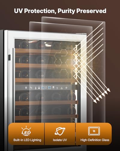 Image of Upstreman 24 Inch Wine Fridge, 54 Bottles Dual Zone Wine Cooler
