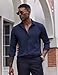 COOFANDY Mens Long Sleeve Casual Button Down Shirts Regular Fit Stretch Dress Shirt for Mens Fashion Navy Blue