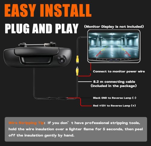 Tailgate Latch Door Handle Backup Camera, Rear View Reverse Night Vision Camera IP68 Waterproof, Compatible with 2002-2009 Dodge Ram 1500 2500 3500, OEM Replacement Part # 55276237AA by Anpher - Used condition - Image 3