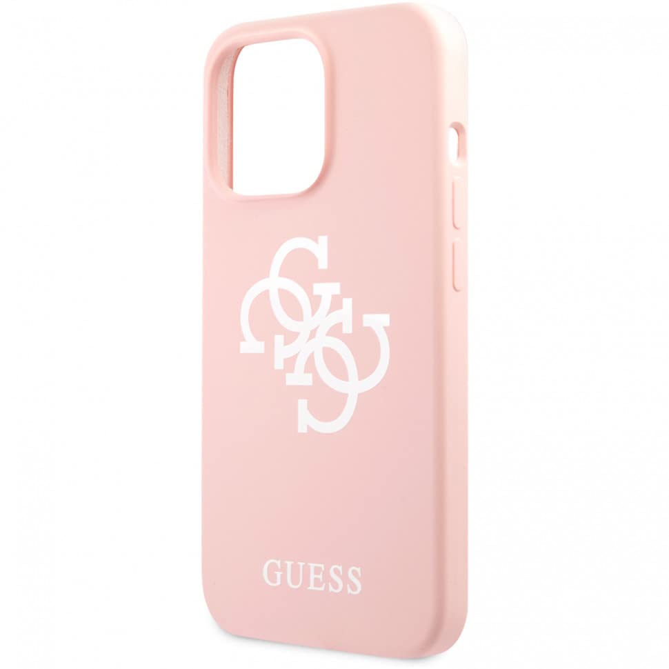 GUESS Custodia Rigida Per IPhone 13 Pro Max - Rosa, Con Strisce 4G E Pelle Ecologica, Compatibile MagSafe - 5