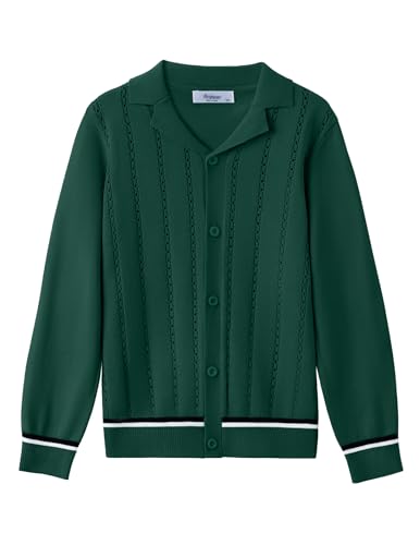 Arshiner Boys School Cardigan Sweater Long Sleeve Button Down Knit Shirts Fall Casual Vintage Shirt for Kids 5-13 Years