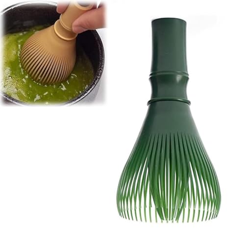 Matcha Whisk PP Resin Matcha Stirrer Traditional Handcrafted Japanese Matcha Tea Mixer Brush Mixing Tool Accessory for Tea Preparation (Green)