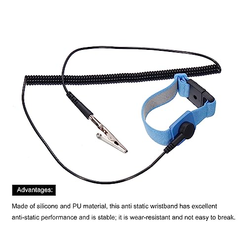 Image of MECCANIXITY ESD Anti Static Strap 7.87ft Blue Black Adjustable ESD Anti-Static Ankle Strap for Computer Electronics Repair