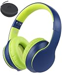 Rockpapa E7 Wireless Headphones Over Ear, Kids Bluetooth Headphones with Microphone, Foldable Hi-Fi Stereo, Wireless Wired Head-phones for Phone/PC/TV, Include Travel Case, Blue Green