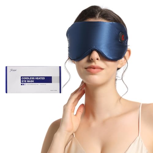 Telepepe beheizte Augenmaske, 1500mAh Wärmebrille mit Akku ohne Kabel, 3 Wärmestufen, große Batteriekapazität, waschbarer Bezug, Geschenke für Familie und Freunde (blau)