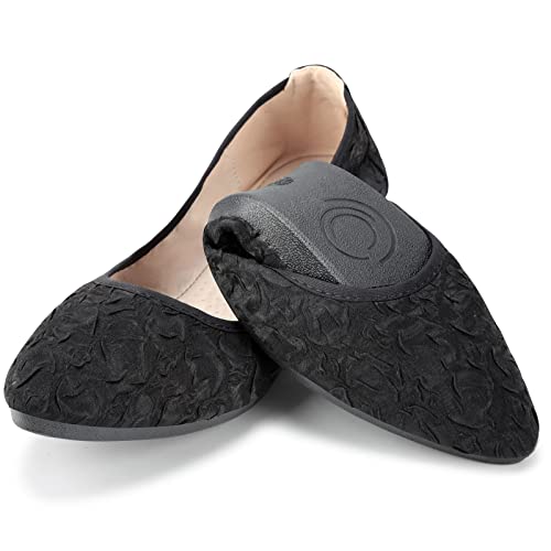 Qimaoo Ballerines classiques pour femme - Ballerines plates - Ballet plat - Avec strass, Noir pur., 42 EU Cover