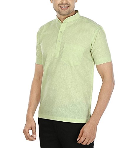 Kurta corta verde ropa india hombre de algodón transpirable talla 36 2