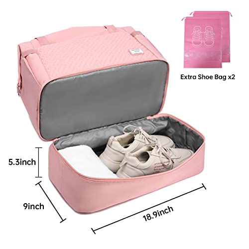 Travel Bags For Women, Weekender Bag With Shoe Compartment, Gym Tote Bags With Usb Charging Port,Overnight Duffle Bag With Trolley Sleeve, Pink #TOP5