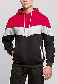 Wielsscca Men's Color Block Hoodie – Fleece Pullover With Pocket, Long Sleeve, Sizes S To XXL, Yw Green - View #6
